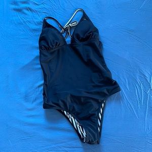 Volcom (Medium) Black & White One-piece Swimsuit